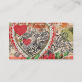 Tortelduifjes Hart Rode Kunst Collage Visitekaartje (Achterkant)