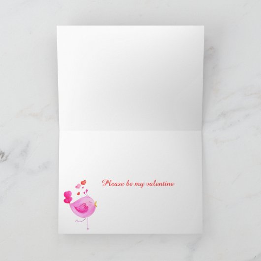 Tortelduifjes hart rood roze Valentijnse kunst kaa Feestdagen Kaart (Binnen)