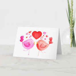Tortelduifjes hart rood roze Valentijnse kunst kaa Feestdagen Kaart