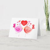 Tortelduifjes hart rood roze Valentijnse kunst kaa Feestdagen Kaart (Voorkant)