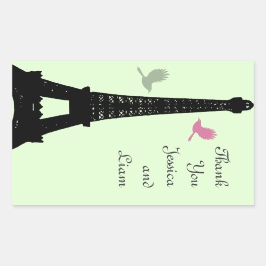 Tortelduifjes Hartelijk dank (groen) Rechthoekige Sticker (Voorkant)