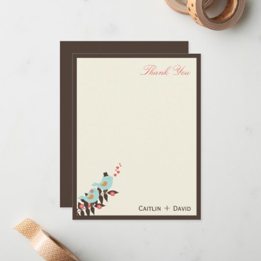 Tortelduifjes Hartelijk dank Notitiekaartje (Voorkant / Achterkant in situ)