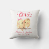 Tortelduifjes Harten Weddenschap Roze namen Kussen (Achterkant)