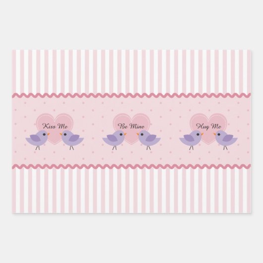 Tortelduifjes Hearts Valentijn Inpakpapier Vel (Voorkant)