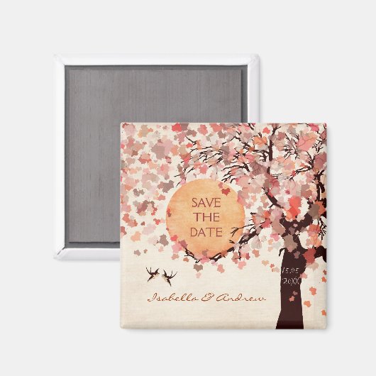 Tortelduifjes - Herfstbruiloft Bewaar de Datummagn Magneet (Voorkant / Achterkant)