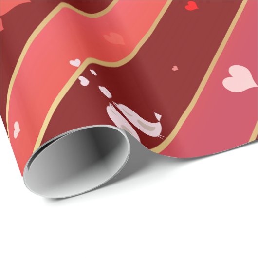 Tortelduifjes Het Patroon van de Valentijn van het Cadeaupapier (Rol Hoek)