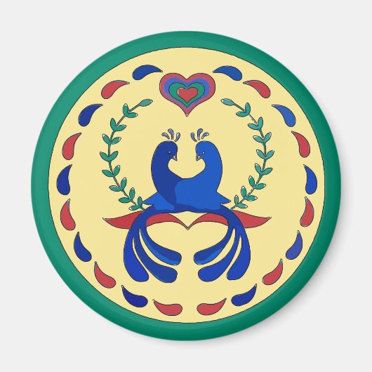 Tortelduifjes Hex Sign Dutch Magneet (Voorkant)