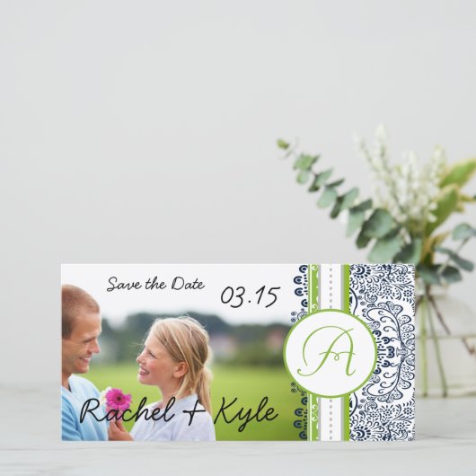 Tortelduifjes Iets blauw groen betovering Save The Date (Staand voorkant)