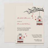 Tortelduifjes in Birdcages Bridal Shower Invitatio Kaart (Voorkant / Achterkant)