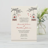 Tortelduifjes in Birdcages Wedding Invitations Kaart (Staand voorkant)