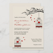 Tortelduifjes in Birdcages Wedding Invitations Kaart (Voorkant / Achterkant)