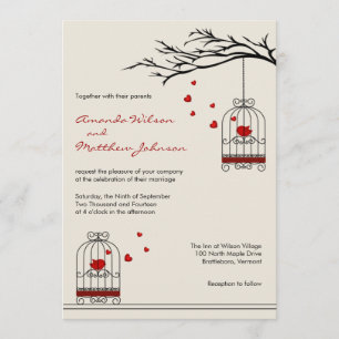 Tortelduifjes in Birdcages Wedding Invitations Kaart