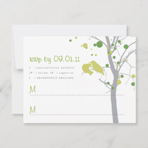 Tortelduifjes in de boom - Groene Polka Dots RSVP Kaartje