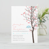 Tortelduifjes in de boom - Roze en blauw Kaart (Staand voorkant)