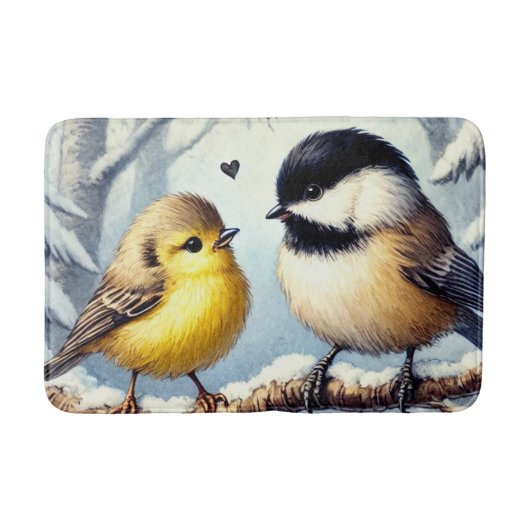 Tortelduifjes in een bevroren winterdecor badmat (Voorkant)