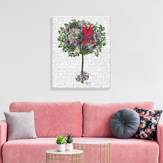 Tortelduifjes in een boom canvas afdruk (Insitu (Woonkamer))