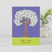 Tortelduifjes in een boom (nacht) bruiloft uitnodi kaart (Staand voorkant)