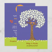 Tortelduifjes in een boom (nacht) bruiloft uitnodi kaart (Voorkant / Achterkant)