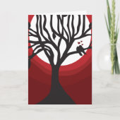 Tortelduifjes in een boom, rode schaduwen kaart (Voorkant)