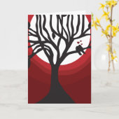 Tortelduifjes in een boom, rode schaduwen kaart (Gele Bloem)