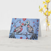 Tortelduifjes in een hartboom Dag van de Doden Kaart (Gele Bloem)