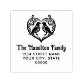 Tortelduifjes in Fancy Hartnaam Retour Ret Adres Zelfinktende Stempel (Design)