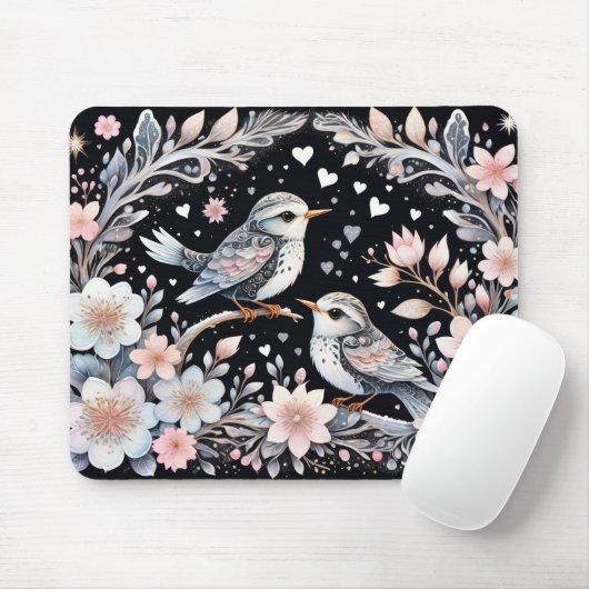 Tortelduifjes in Kerstmis achtergrond Muismat (Met muis)