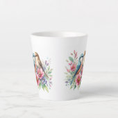 Tortelduifjes in lentebloemen latte mok (Voorkant)