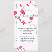 Tortelduifjes in roze en wit huwelijksprogramma programmakaart (Voorkant / Achterkant)
