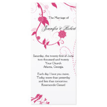 Tortelduifjes in roze en wit huwelijksprogramma