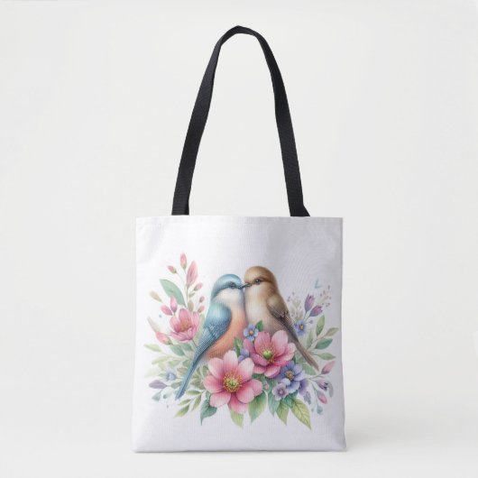 Tortelduifjes in Spring Flowers Tote Bag (Voorkant)