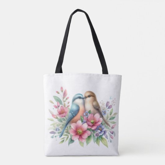 Tortelduifjes in Spring Flowers Tote Bag (Achterkant)