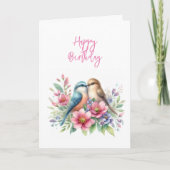 Tortelduifjes in Spring Happy Birthday Wenskaart Bedankkaart (Voorkant)