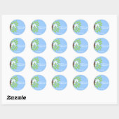 Tortelduifjes in Tree Light Blue Ronde Sticker (Vel)
