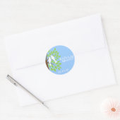 Tortelduifjes in Tree Light Blue Ronde Sticker (Envelop)