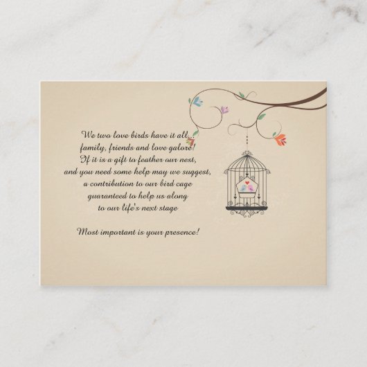 Tortelduifjes Kaarten van vogelkooien (bedrijfsomv (Voorkant)