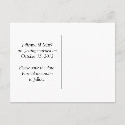 Tortelduifjes kersenbloesems slaan de datum op aankondigingskaart (Achterkant)