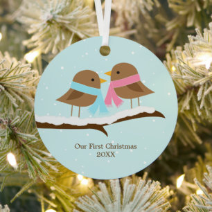 Tortelduifjes Kerstmis Metalen Ornament