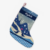 Tortelduifjes Kerstpaar Red Heart Wintersneeuw Kleine Kerstsok (Voorkant (Hangend))