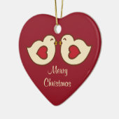 Tortelduifjes kerstversiering keramisch ornament (Links)