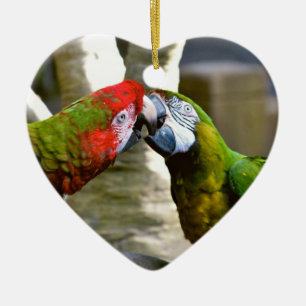 Tortelduifjes Kissing Macaw Parrots Ornament