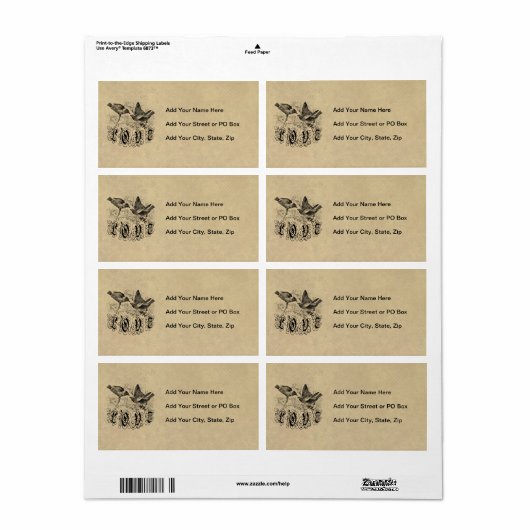  Tortelduifjes kleding en geschenken Etiket (Full Sheet)