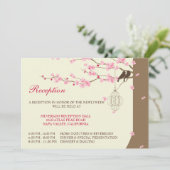 Tortelduifjes  kooi Cherry Blossom Reception Kaart (Staand voorkant)