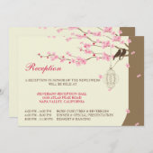 Tortelduifjes  kooi Cherry Blossom Reception Kaart (Voorkant / Achterkant)
