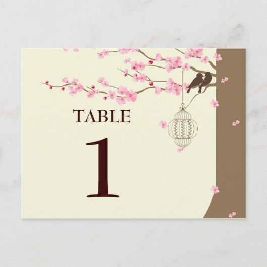 Tortelduifjes Kooi Kersenbloesem Tafel # Briefkaart (Voorkant)