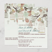 Tortelduifjes kooien bloemen bomen bruiloft uitnod kaart (Voorkant / Achterkant)