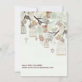Tortelduifjes kooien bloemen bomen bruiloft uitnod kaart (Achterkant)
