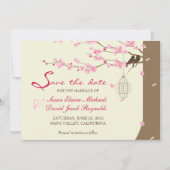 Tortelduifjes -kooienslijker-bloesem-bewaardatum save the date (Voorkant)