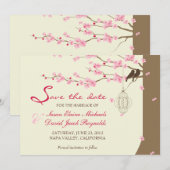 Tortelduifjes -kooienslijker-bloesem-bewaardatum save the date (Voorkant / Achterkant)