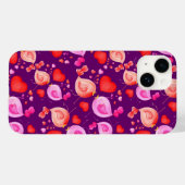 Tortelduifjes kunst hark roze paars rood Case-Mate iPhone case (Achterkant (horizontaal))